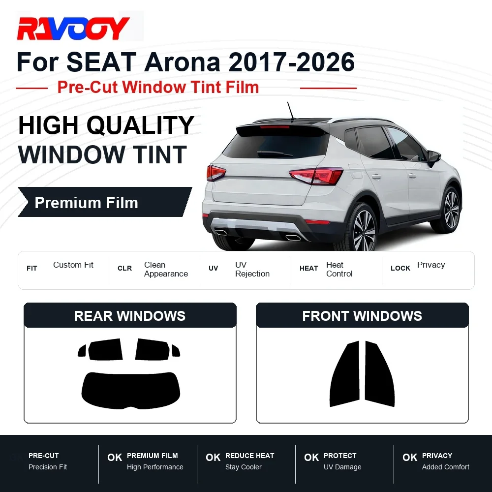 Premium Pre-Cut Window Tint For SEAT Arona 2017-2026 Front & Rear Windows UV Heat Rejection Privacy Film