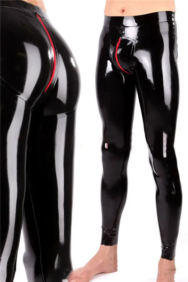 Latex Pants Gummi Club Hose Schritt Reißverschluss Zentai Trousers Pants 0,4mm