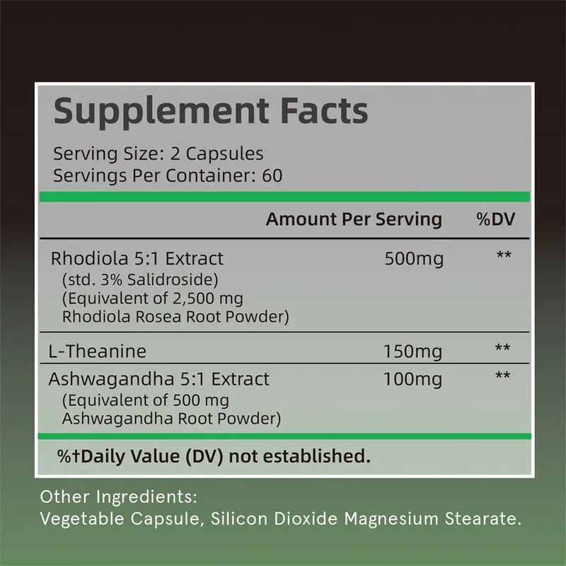 Cápsulas de extracto de Rhodiola Rosea: repone el Qi y el bazo, regula los nervios, alivia la ansiedad, mejora la energía y la concentración