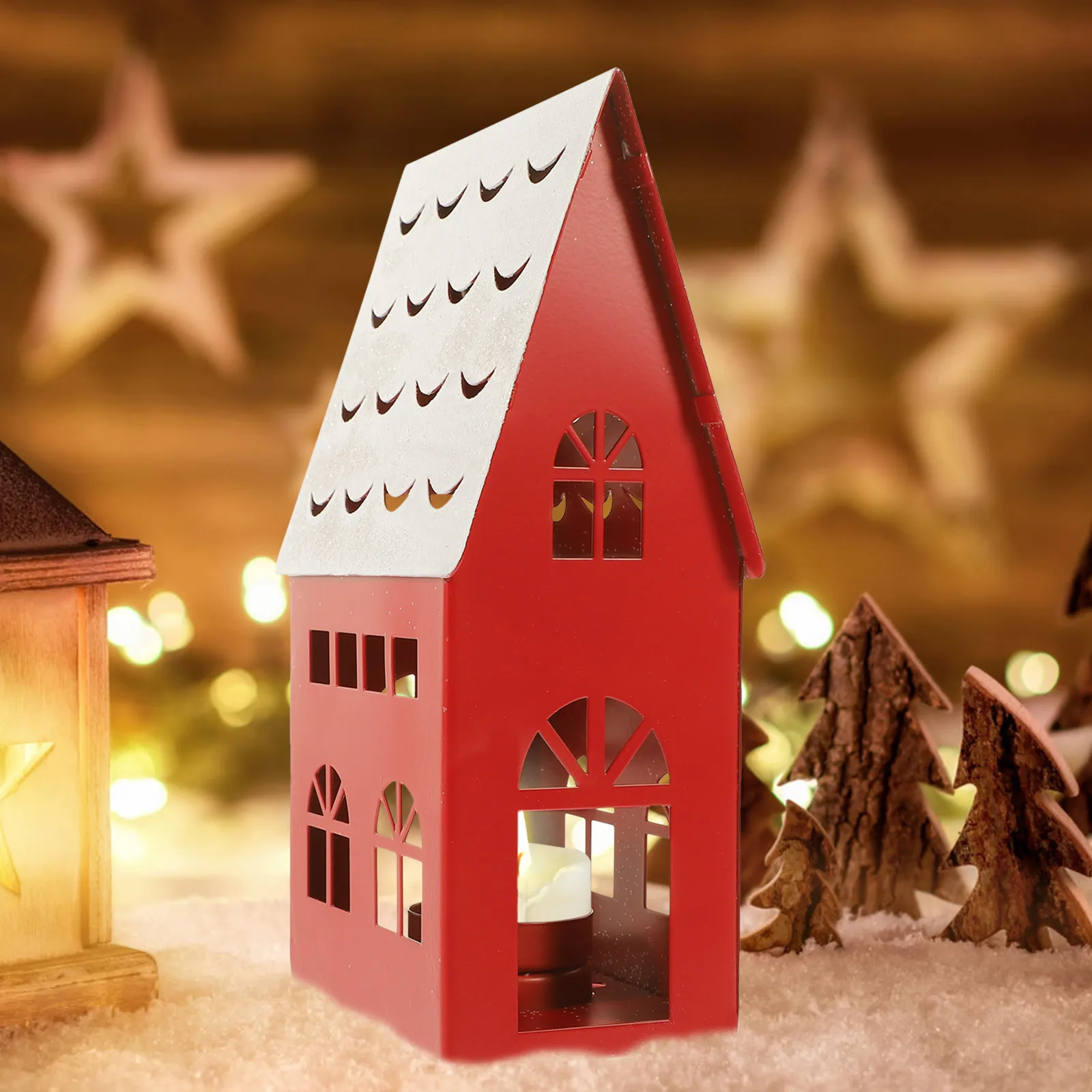 

Christmas Holder Iron Metal Xmas Stand For Table Centerpiece Home Decor Tea Light Holder Desktop Ornament Snow