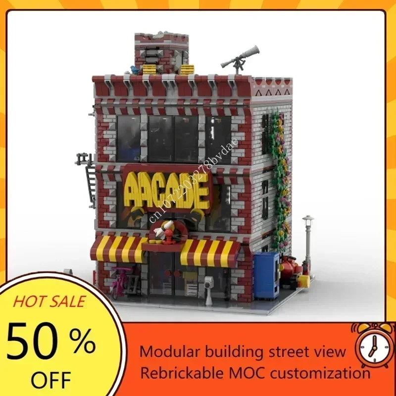 

3942PCS Customized MOC Modular The Arcade Street View Model Custom Puzzles Technology DIY Creative Assembly Xmas Toys Gifts