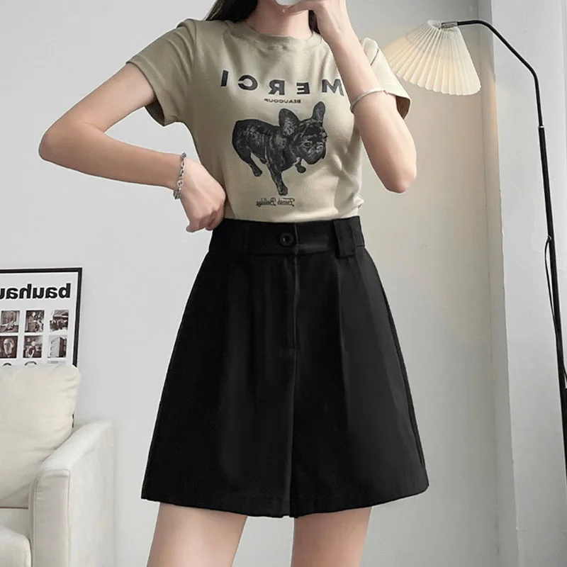 2025 New Wide Leg Shorts for Women Vintage Loose High Waisted Office Lady Suit Shorts Versatile Classic Loose Casual Short Pants