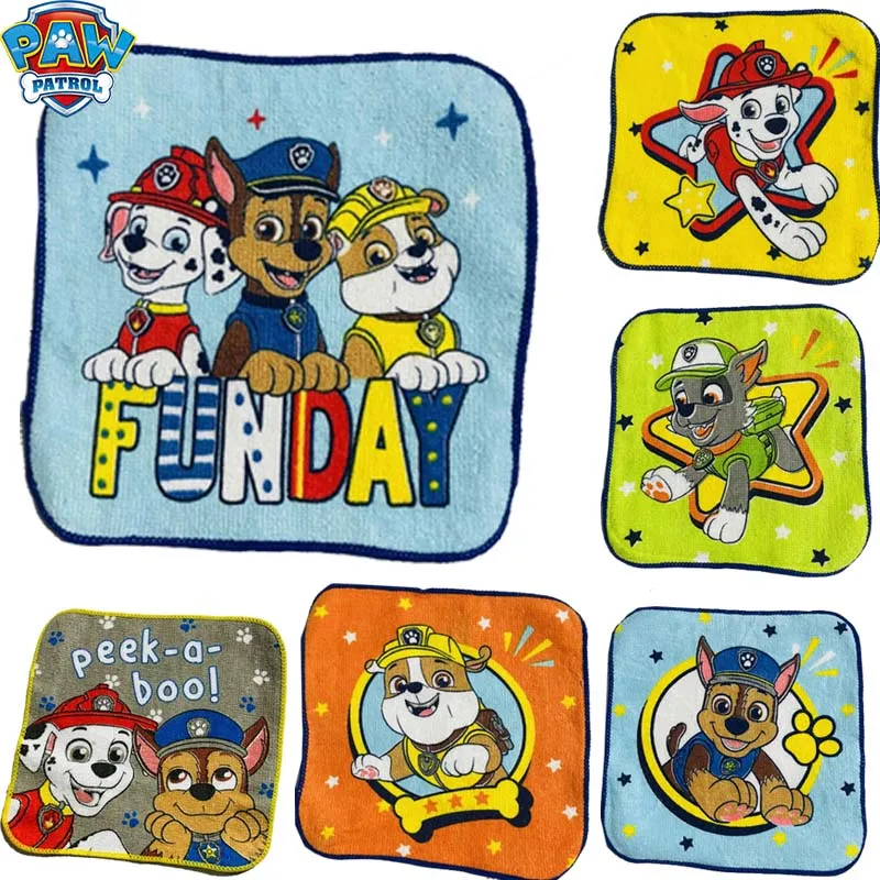 PAW Patrol Fashion Cartoon Anime 15x15cm Children Hanky Cotton Towel Boy Girl Kindergarten Handkerchief Wipe Hands Towel Gifts