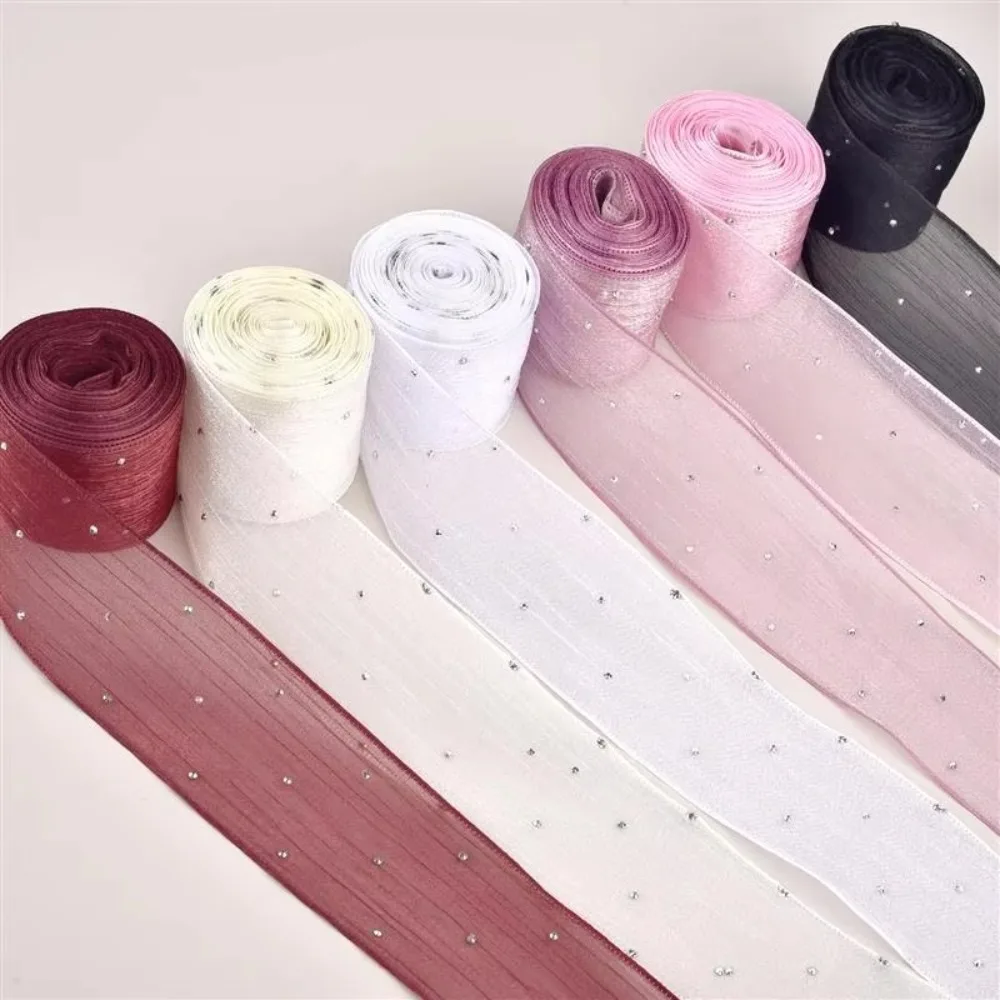 

5 Meters/pack Bubble Pleated Tape 4cm Gift Wrapping Bouquets Gifts Packaging Material Diamond Mesh Organza Ribbon