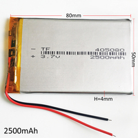 3.7V 2500mAh Lithium Polymer LiPo Rechargeable Battery 405080  For GPS PSP tablet PC PAD DVD Power Bank Laptop PDA Mobile Phone
