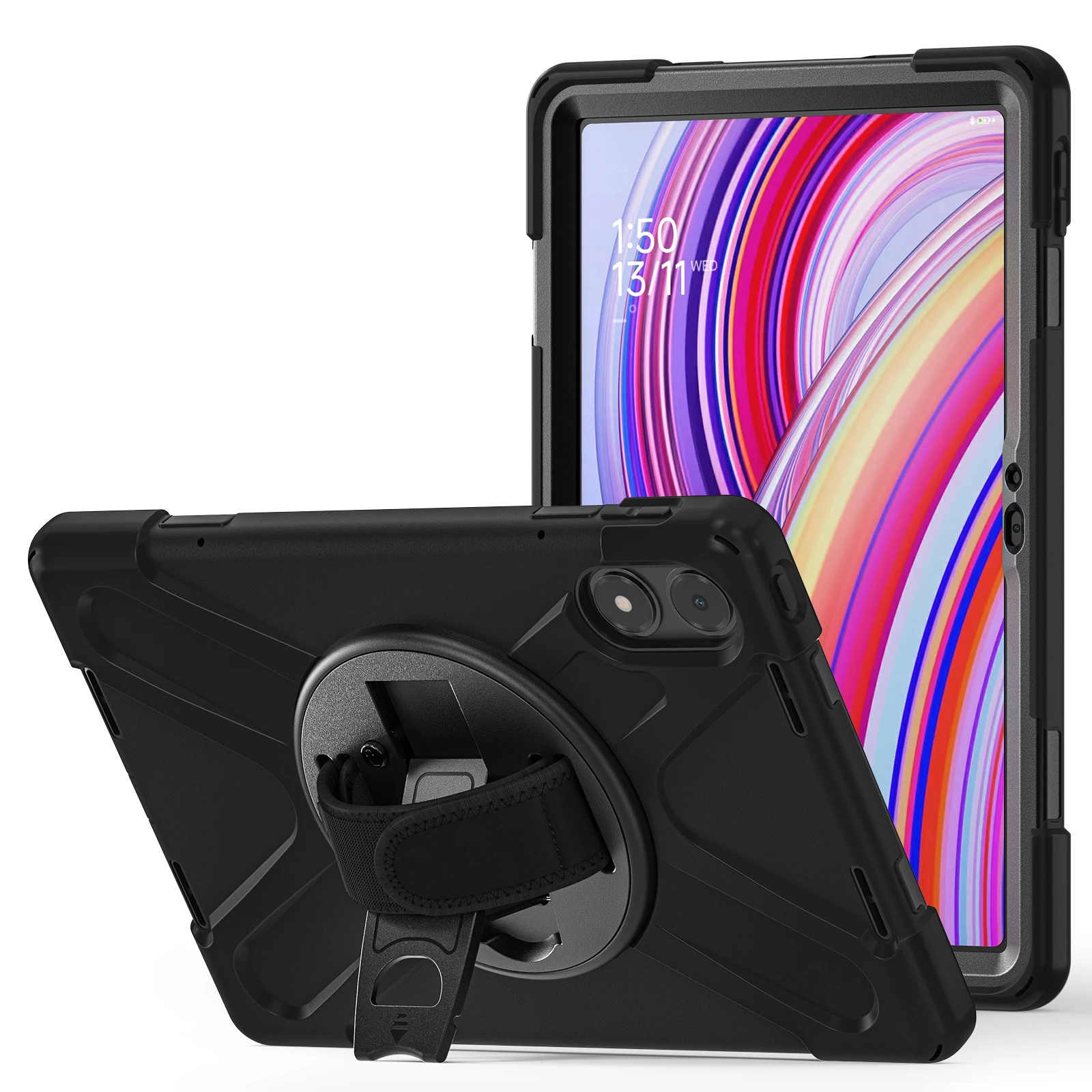 Armored Shockproof Palm Strap Shoulder Strap 360 Rotation Stand Case Cover For Redmi Pad Pro 12.1 Inch Xiaomi Poco Pad 12.1 Inch