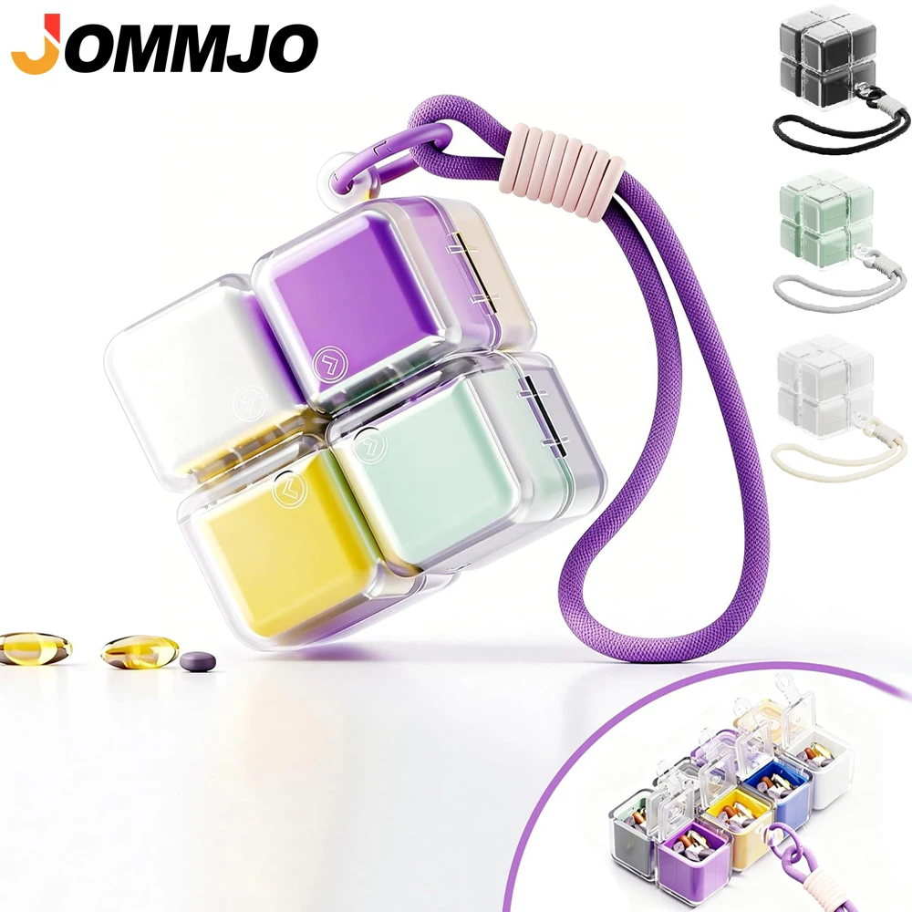 1PCS 8 Grid Pill Cases Multi Functional Folding Pill Cases Moisture Proof Portable Medicine Storage Box Cube Pill Box