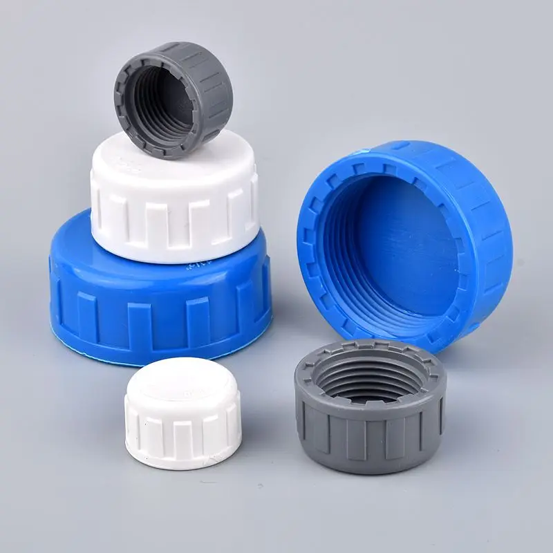 2pcs PVC Female Thread End Cap Connector 1/2~2 Inch End Connector 20 25 32 40 50 63mm Irrigation Water Pipe Connector Fittings