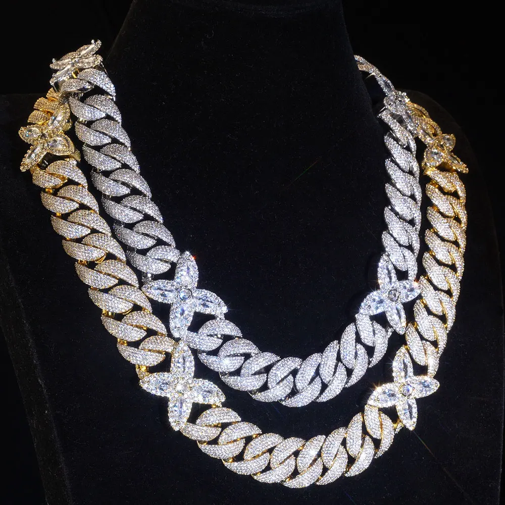 

NY Custom 20mm 5 Rows Cuban Chain with Butterfly Accessories Bling Iced Out Cubic Zirconia Diamond Necklace Hip Hop Jewelry