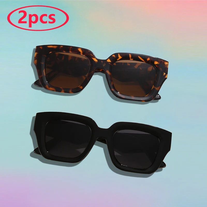 2 stücke Quadrat Sonnenbrille Frauen Mode Rechteck Sonnenbrille Schatten Sport Großen Rahmen Sonnenbrille Outdoor Brillen Brillen