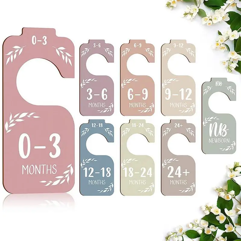 8Pcs /Set Infant Wardrobe Divider Label Newborn 24 Months Baby Closet Dividers Wood Nursery Clothes Organizers For 0-7 Years Old