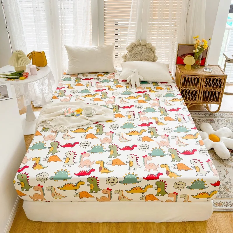 150x200cm Bed Sheet Single Piece with Elastic Non-slip Protective Cover A Class 60 Long-staple Cotton Printing Bed Sheets