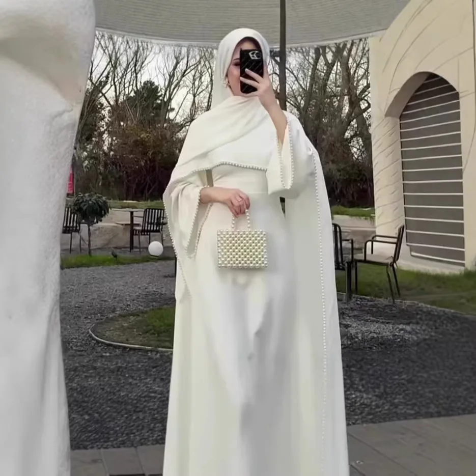 Dress Women Eid Abaya Party Dresses Beading Kaftan Muslim Jalabiya Abayas Ramadan Arab Long Robe Islam Morocco Dubai Vestidos