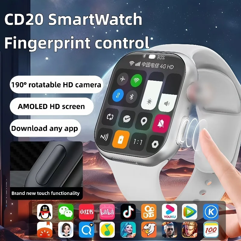 

CD20 Smart Watch 5G Android 10.0 Smartwatch With 180° Rotary Camera GPS WIFI HealthSmartwatch