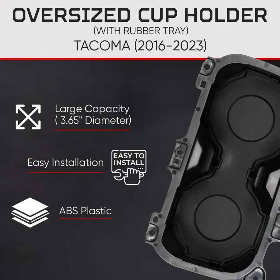 Porte-gobelet surdimensionné avec plateau, Compatible avec Toyota Tacoma 20162023, convient à 3.65 bouteilles, porte-gobelet de voiture, organisateur, Console centrale U