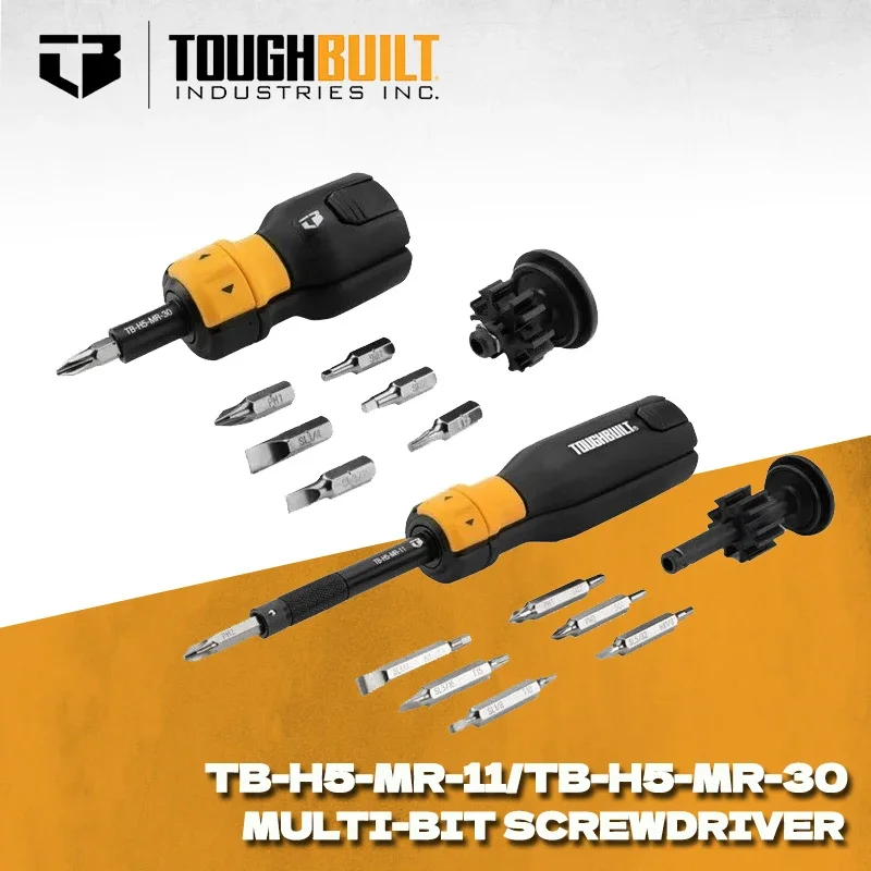 TOUGHBUILT TB-H5-MR-11 TB-H5-MR-30 9-teiliger Bi-Material-Griff Ratschenschraubendreher Handwerkzeuge Toughbuilt Schraubendreher