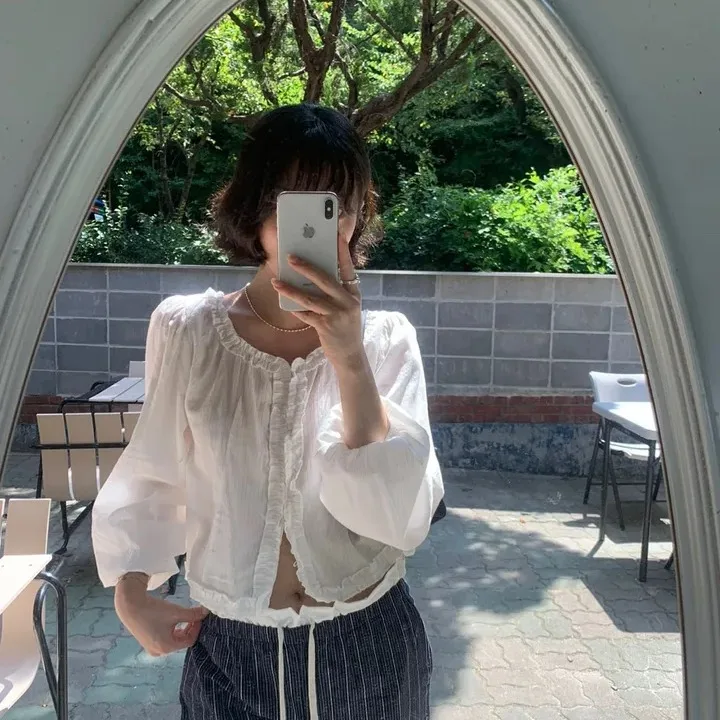 Top de mujer dulce Agel con ribete de encaje y un solo botón de burbuja Sve irt coreano Sle transpirable agradable para la piel primavera Otoño Invierno
