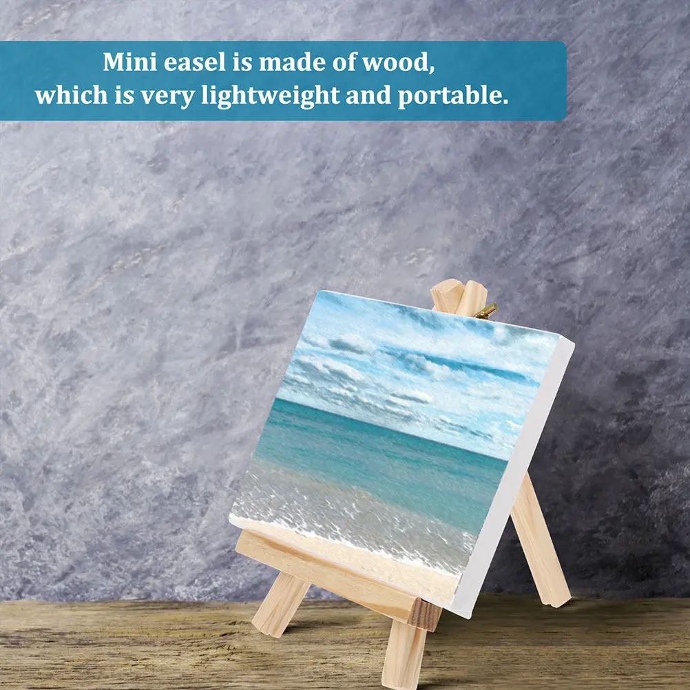 2Sets Mini Wooden Painting Easel Canvas Frame Display Stand Adjustable Artist Drawing Rack Photo Postcard Holder