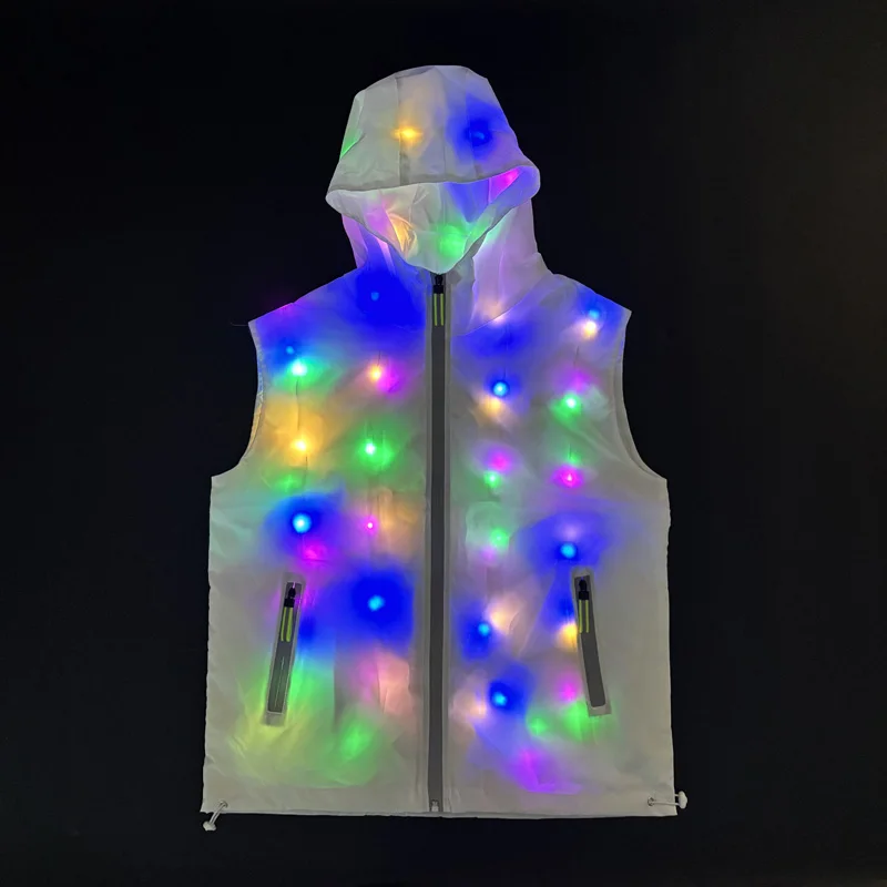 

Светодиодные костюмы Светящийся жилет Куртка Ночной клуб Современный танец Карнавальные мужские и женские костюмы Светодиодные брюки семь четвертей Крутой светящийся костюм