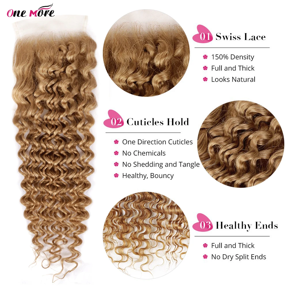 #27 Honey Blonde Deep Wave Lace Frontal 13X4 Lace Closure Transparent Lace Closure 4X4 Lace Frontal For Women Human Hair