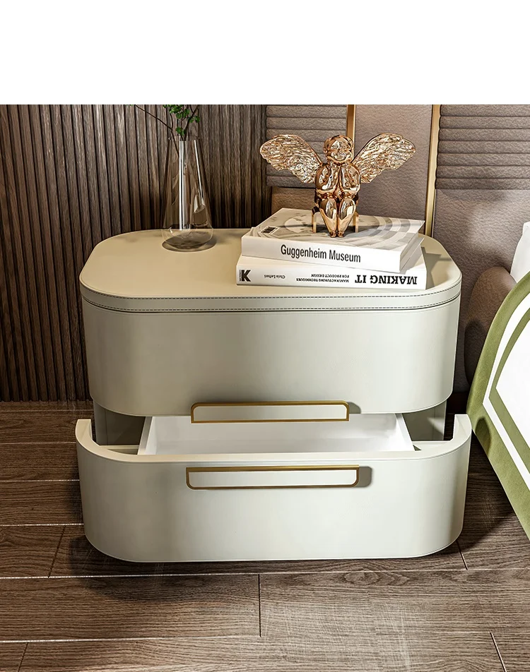 

Современный минималистичный фотостолик, роскошный, из твердой древесины, металла, кожи, искусство, овальный, высококачественный прикроватный столик для спальни, Новая настройка