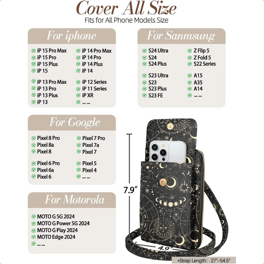 น่ารักกระเป๋าสะพายข้างกระเป๋าโทรศัพท์มือถือสําหรับผู้หญิงหนังกระเป๋าสตางค์โทรศัพท์มือถือกระเป๋าที่มีเชือกไหล่ปรับได้