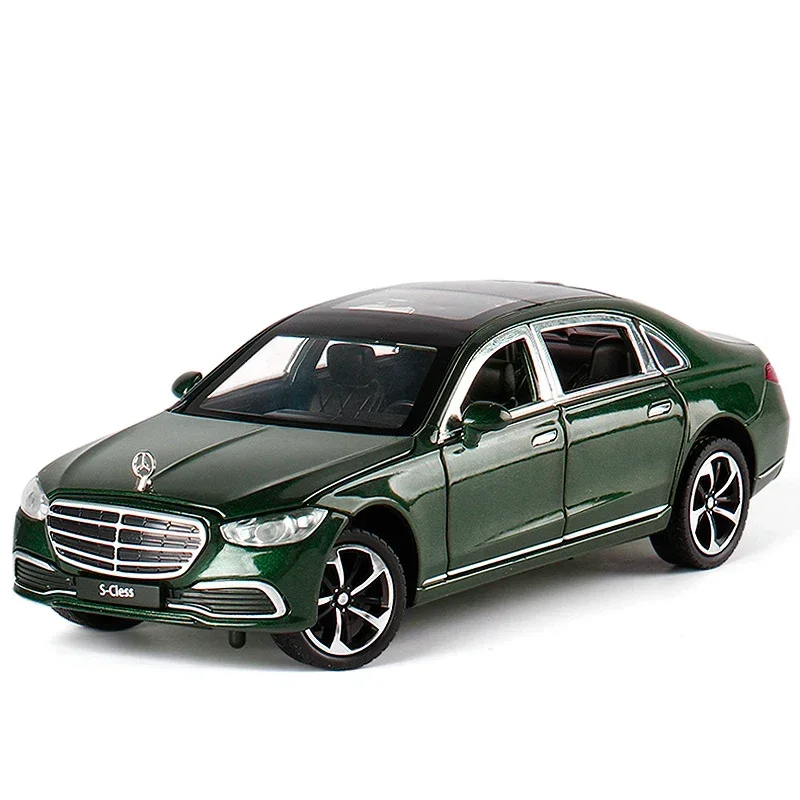 1:24 BENS S400 S 클래스 합금 자동차 다이캐스트 및 장난감 차량 자동차 모델 소리와 빛 풀백 자동차 장난감 선물