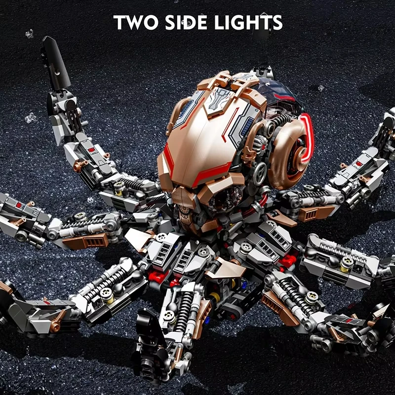 1768 Uds. Juego creativo de pulpo mecánico de vida Animal, bloques de construcción, Motor de potencia, modelo de bloques de construcción, regalos de Navidad y cumpleaños