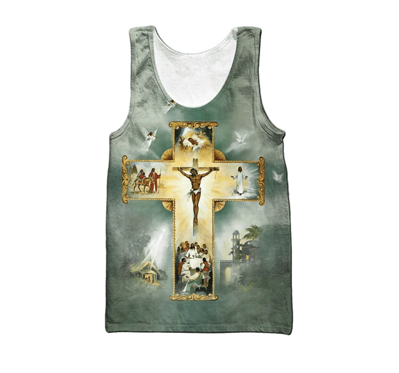 Cat The Sufferings Of Jesus Tank Tops For Men Women 3d Printed Vest Tees Sports Gym Graphs T-shirts Children Harajuku Y2k Tops