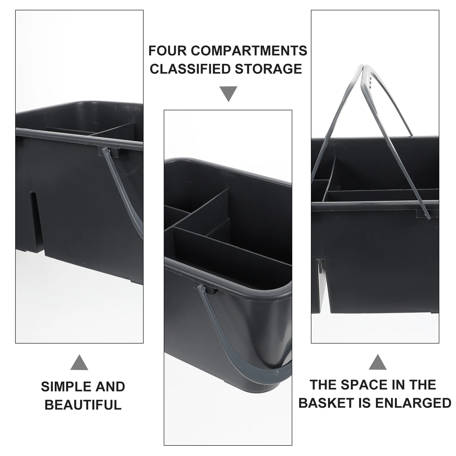 

1pc Bathroom Storage Basket Handheld Organizer 4 Compartments Durable Plastic Container For Toilet Home Use Simple Supplies Box