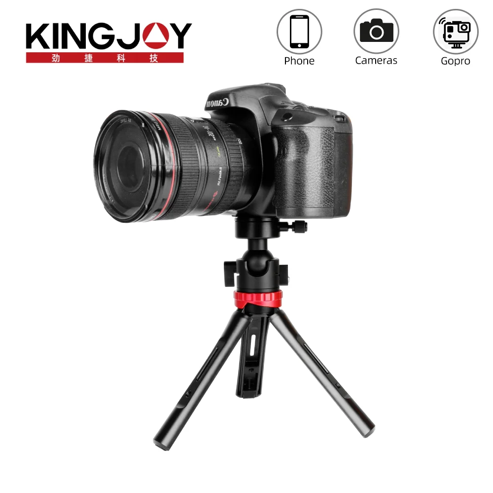 

KINGJOY Aluminum Mini Tripod Phone Camera Table Stand with Ball Head Flexible Holder Bracket for Smartphone, Gopro, DSLR KT-60