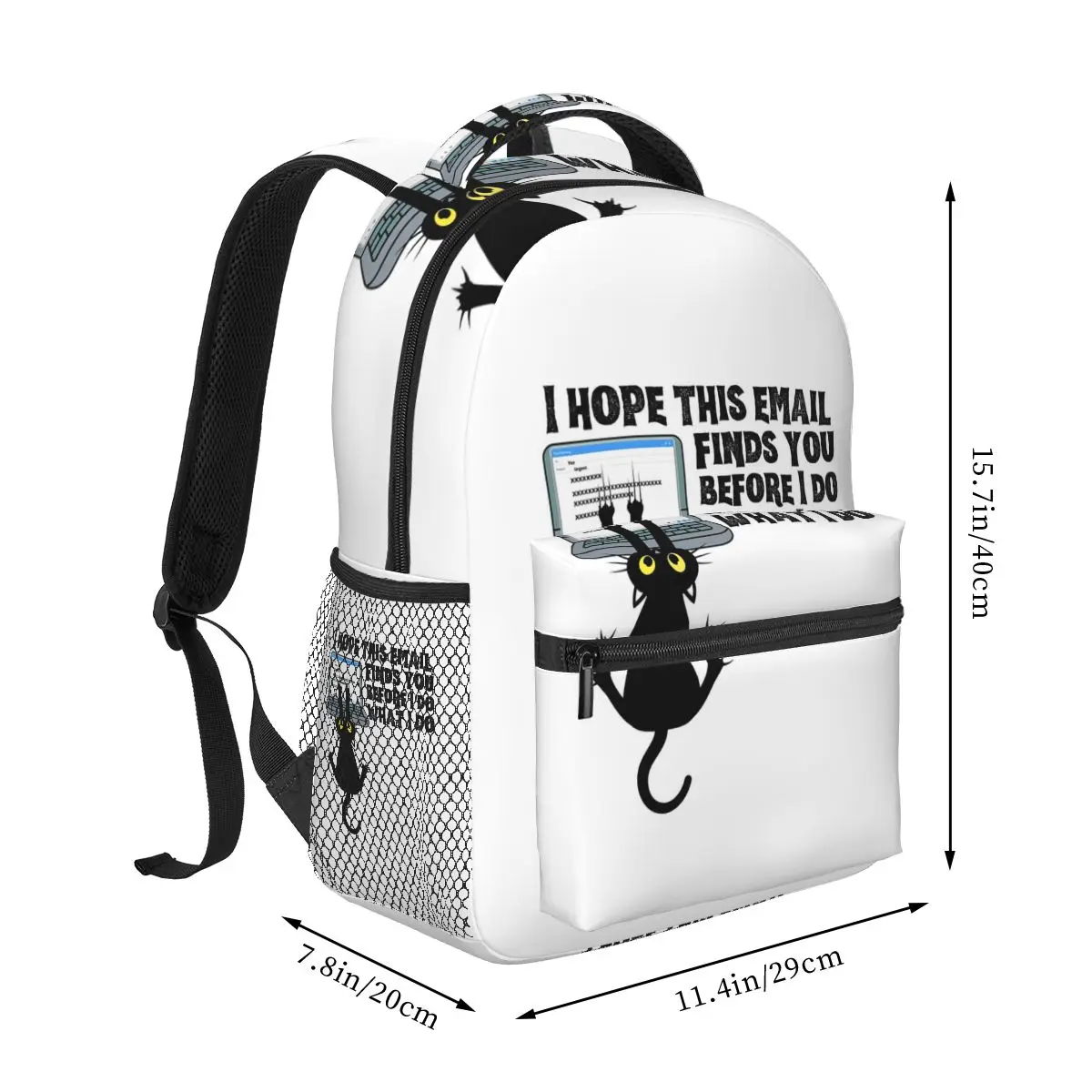 I Hope This Email Finds You Before I Do Work Cat Scratch Sarcasm Backpack Student Boys Girls BookBag School Bag Shoulder Bags