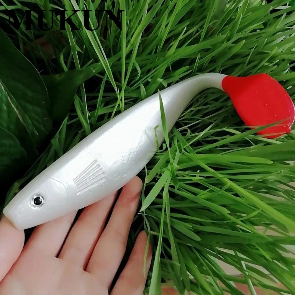 MUKUN 25 cm/71.5g mer profonde grand T queue poisson en plastique souple leurre de pêche Silicone appât Wobbler pour brochet carpe pêche Pesca