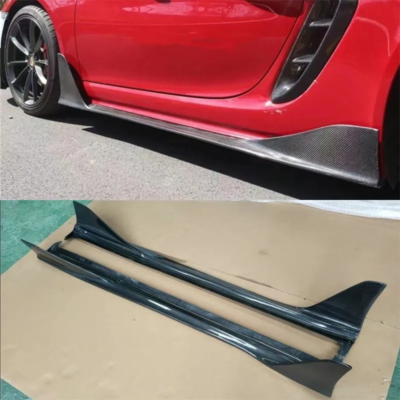

For Porsche Boxster 718 981 ReaI Carbon Fiber Side Skirts Extensions Lips Spoiler Body Kit