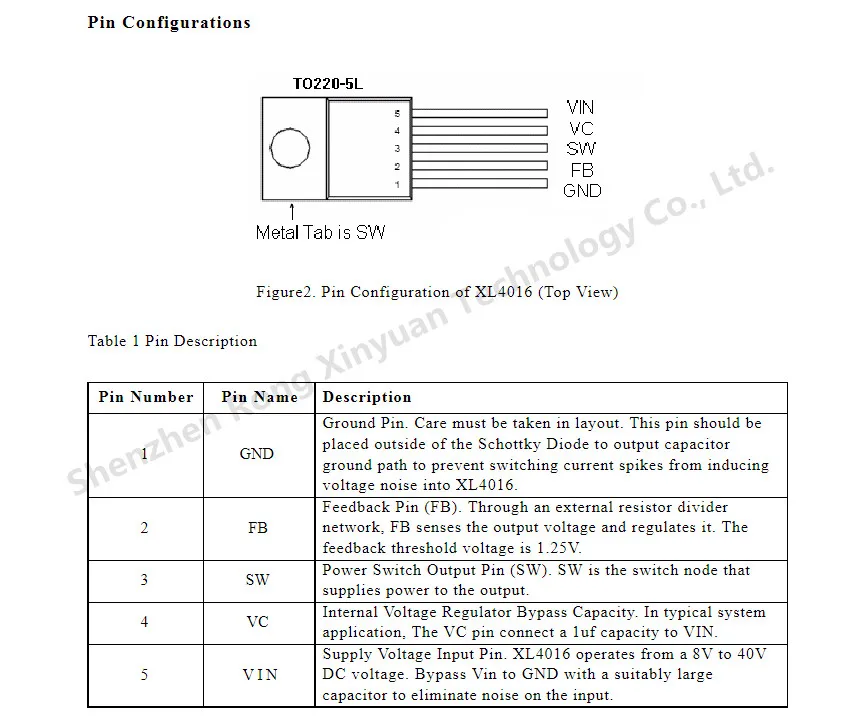 5-10 unidades XL4016E1 XL4016 TO220-5L 8A 180 KHz 40 V Buck DC para DC Conversor Original Novo 100% qualidade