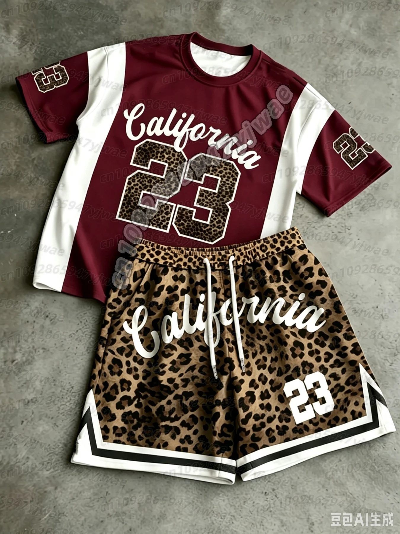 2026  Fashion Color Block Men Women 2 Piece Outfit american leopard print size 23 basketball uniform set Tracksuit 2 Piece Set