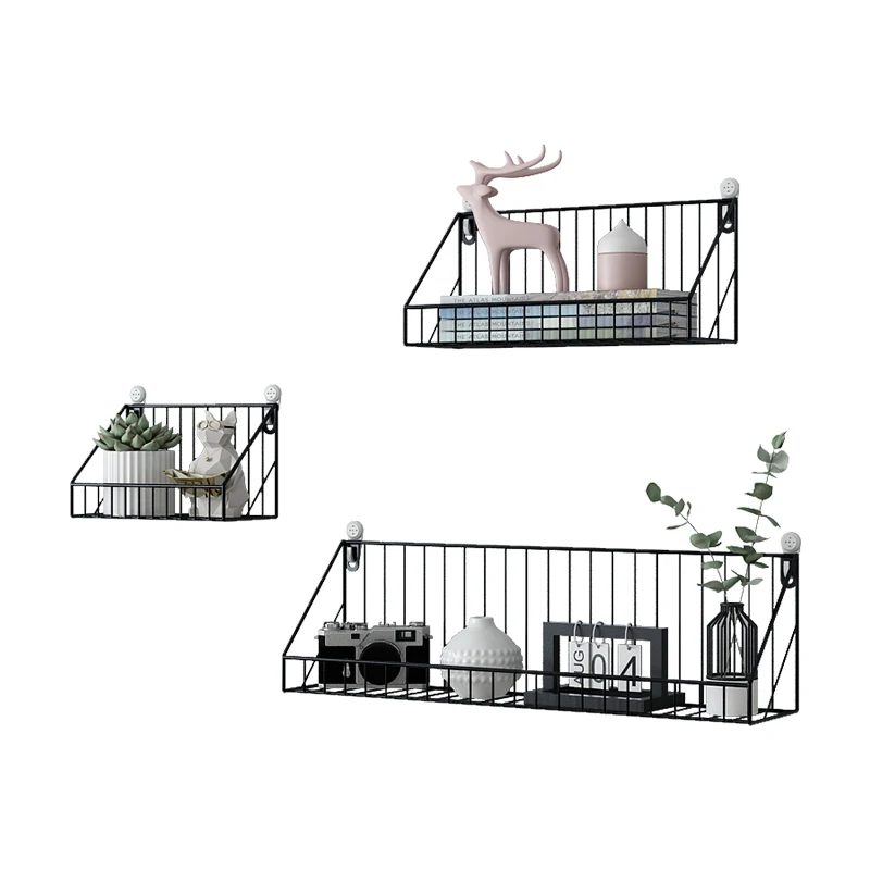 

Nordic Black Iron Metal Wall Shelf Decor Wall Mounted Plant Shelves Wall Organizer Floating Shelves For Wall