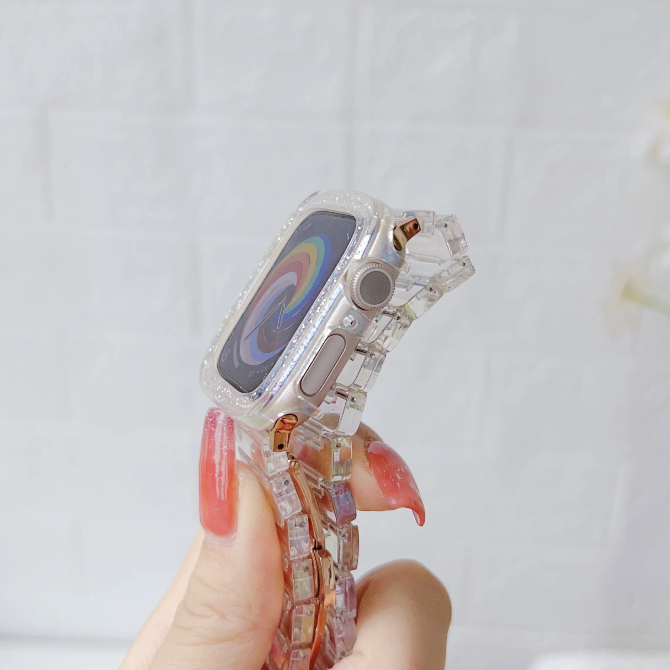 2026 NEW Glitter Clear Case For Apple Watch Ultra 3/2 49mm 38 40 41 42 45MM Bling Bumper Cover For iWatch series 9 8 7 6 SE3