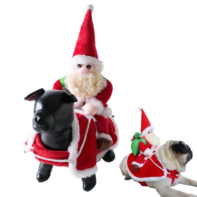 Christmas Dog Costume Christmas Pet Clothes Riding Pet Santa Claus Clothes Cosplay Costume Funny Dressing Up Outfit Clothes