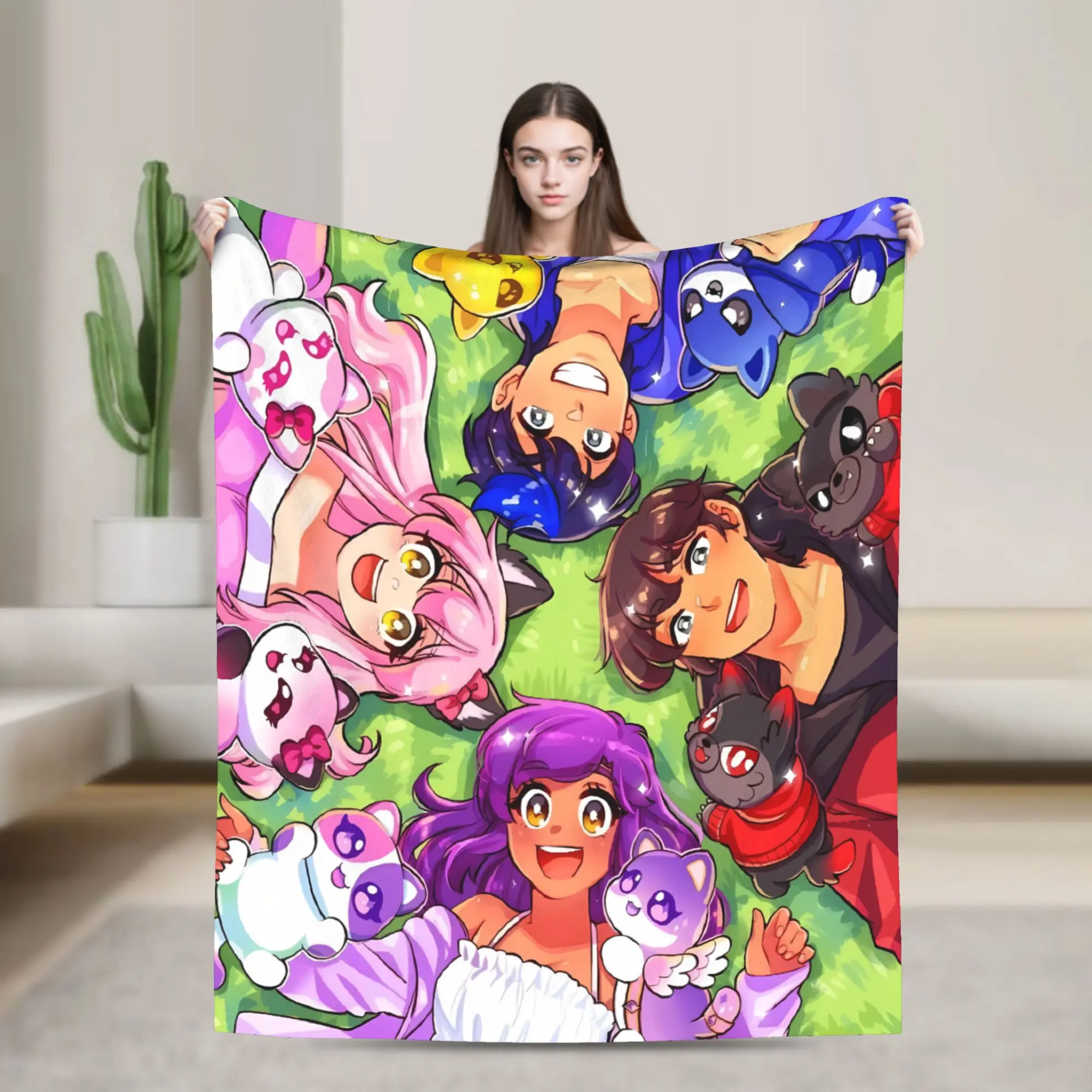 Charming Aphmau Smiling Character Blanket Quality Super Soft  Throw Blanket Winter Camping Couch Chair Fluffy Bedspread