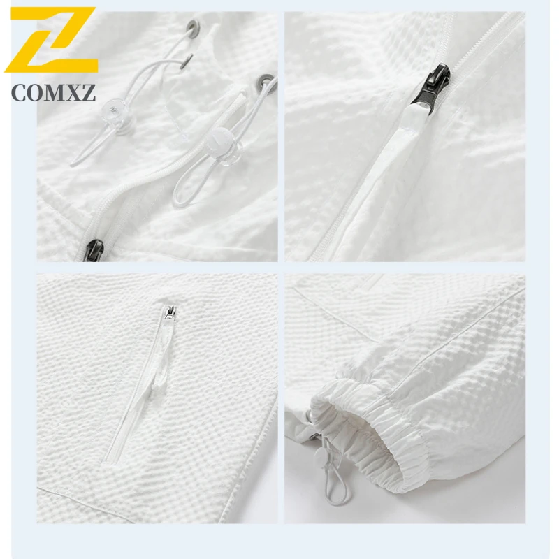 Summer Sunscreen Clothing Men's Simple All-match Solid Color Lightweight Loose UV Hooded Windbreaker Jacket Casual Bicycle Coat