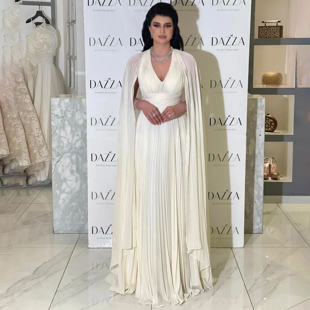 

Customized Exquisite Ruched Women Prom Dress Charming Ruffles Zipper Sleeveless Party Dress V-Neck Women Evening Gown