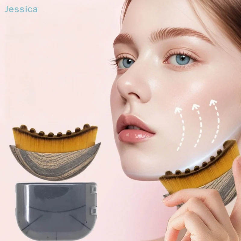 ♥Lymph Contour Facial Scraping Gua Sha Eye And Neck Care Brush Facial Massage Brush with Roller Balls