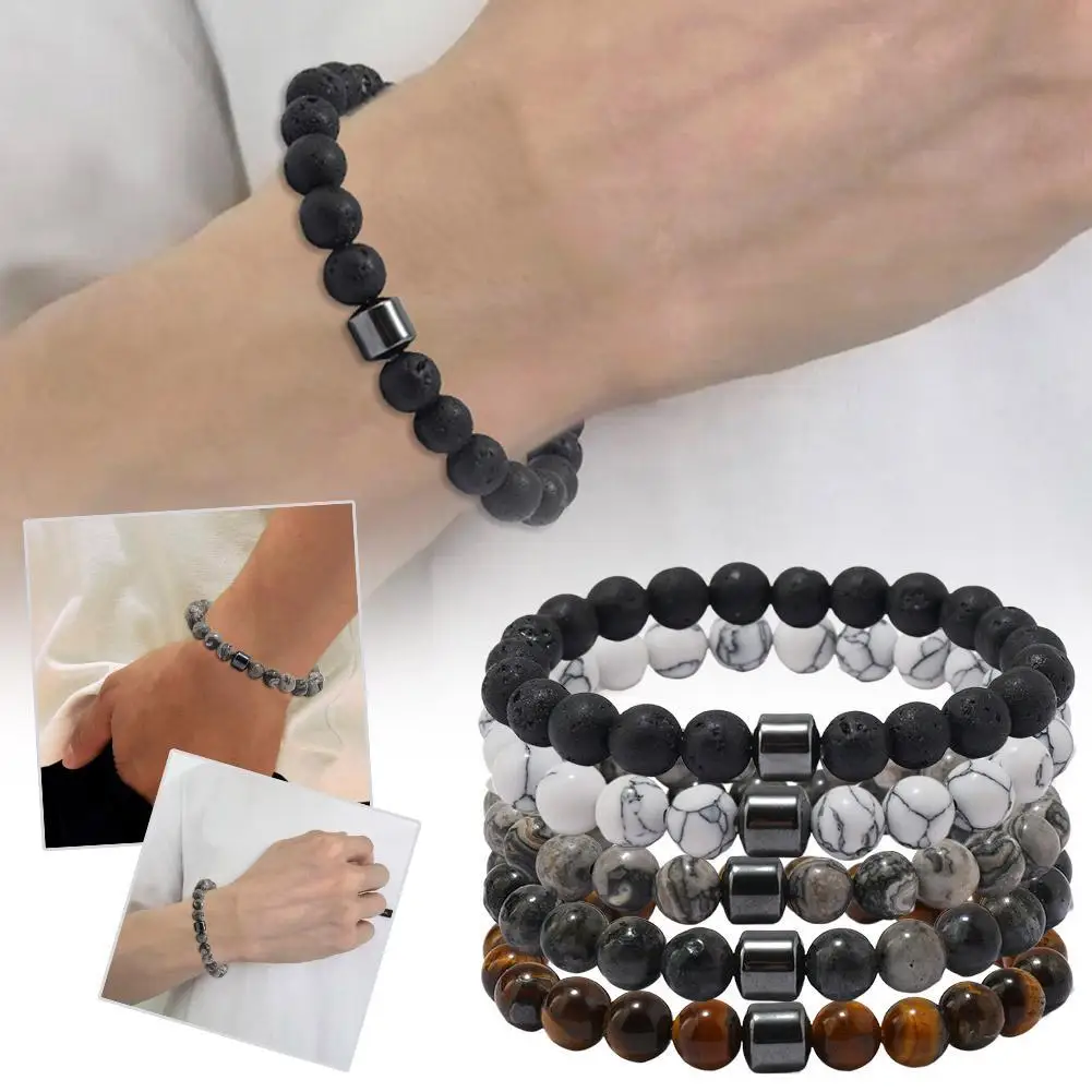 Браслет из бисера «Тигровый глаз», модный браслет из натурального камня обсидиана, магнитный браслет для облегчения тревоги, женские и мужские браслеты с черными бусинами