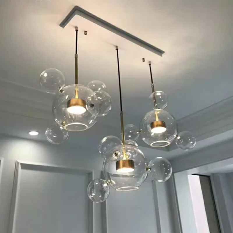 

Soap Bubbles Pendant Lamp Modern Bar Milky White Globes glass light shade Dining Room Lustre Luminarias Led dinning room light