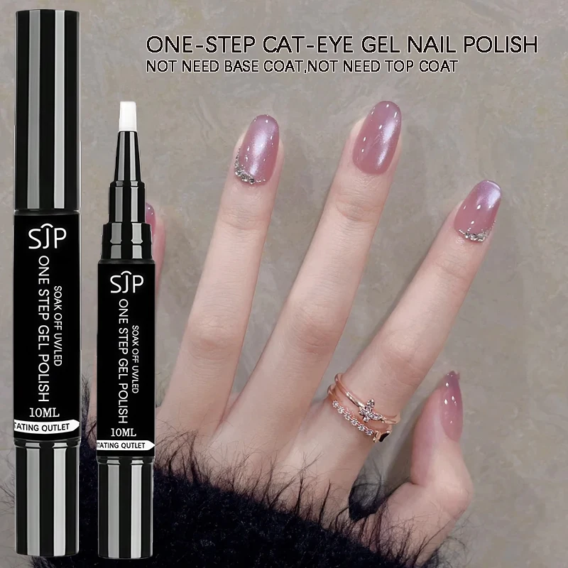Vernis à ongles gel œil de chat en une étape rose clair-violet avec revêtement UV nécessite aucune couche de base ni couche de finition, faites-le un Ch parfait