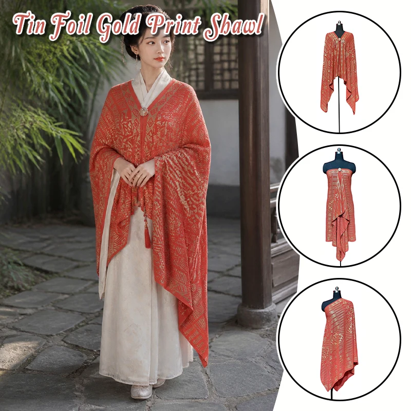 

Elegant Gold Foil Print Chiffon Shawl Women Fashion Sun Protection Scarf Luxury Hijab Wrap for Party Wedding Evening Accessory