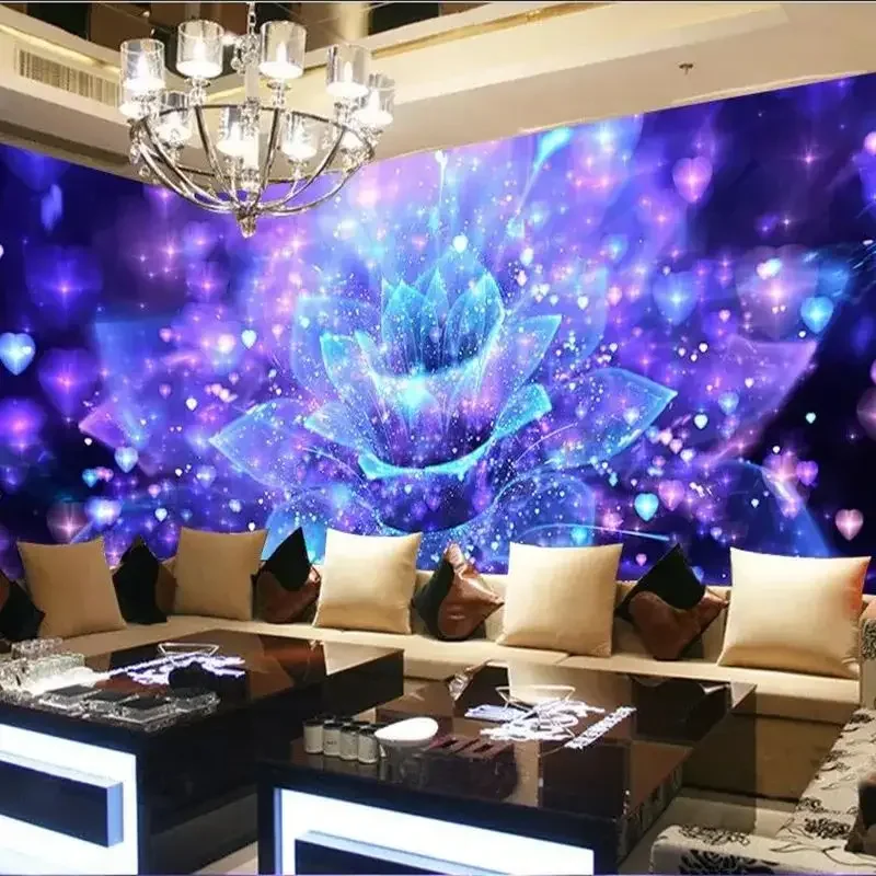 Papel tapiz personalizado, mural fotográfico 3d, póster de belleza fluorescente moderno, pintura decorativa de bar KTV, murales de sala de estar