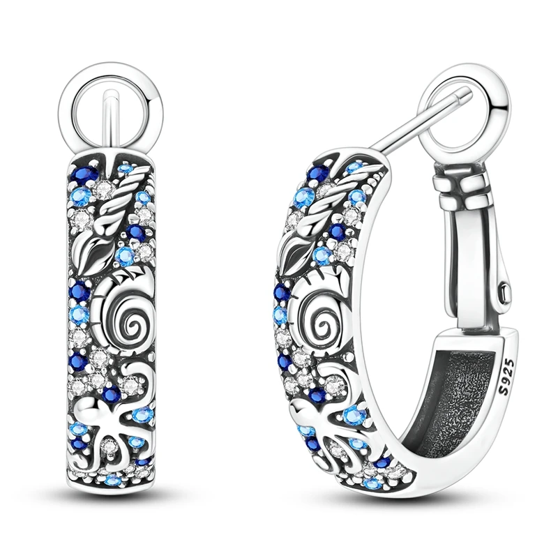 

925 Sterling Silver Earrings Women Marine-themed Hoop Earring For Anniversary Wedding Jewelry Gifts