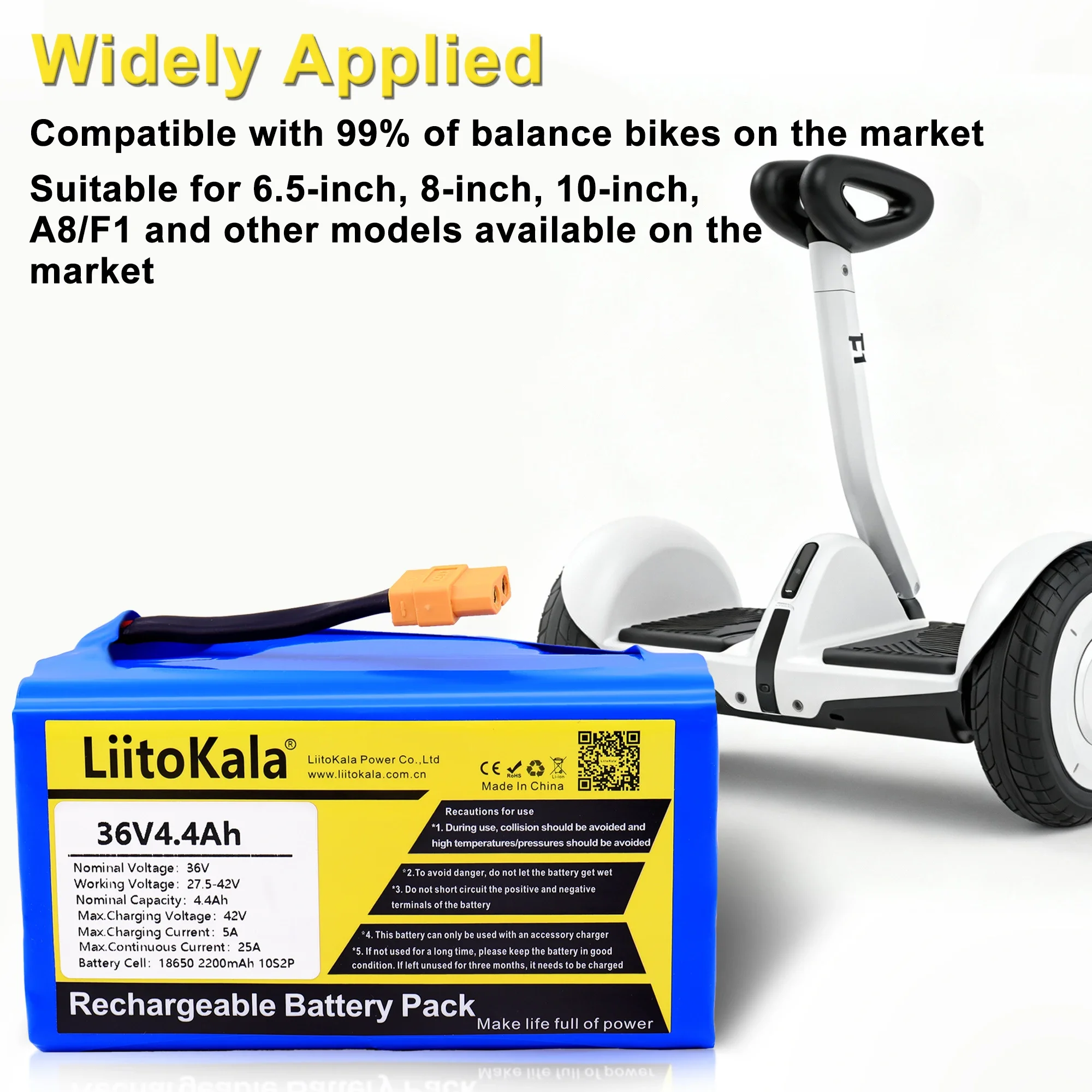 LiitoKala 36V akumulator litowo-jonowy 4400mah 4.4AH ogniwo litowo-jonowe do elektrycznego skuter utrzymujący równowagę hoverboard unicycle — zdjęcie 2